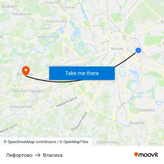 Лефортово to Власиха map