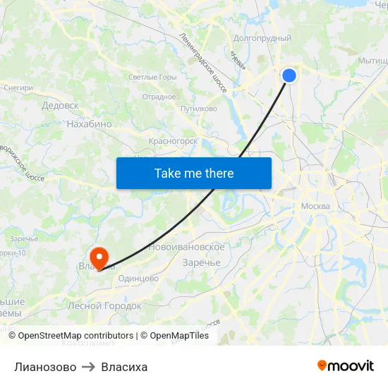 Лианозово to Власиха map