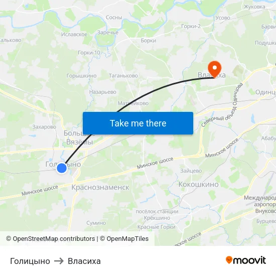 Голицыно to Власиха map