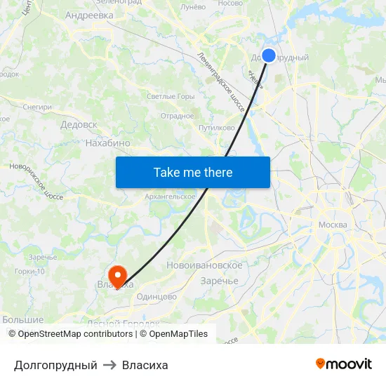 Долгопрудный to Власиха map