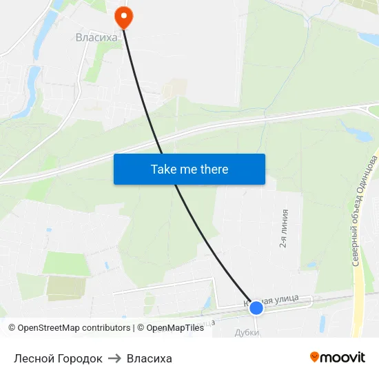 Лесной Городок to Власиха map