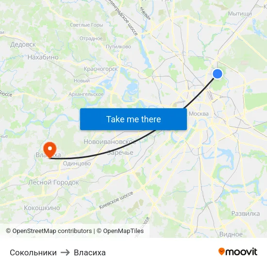 Сокольники to Власиха map