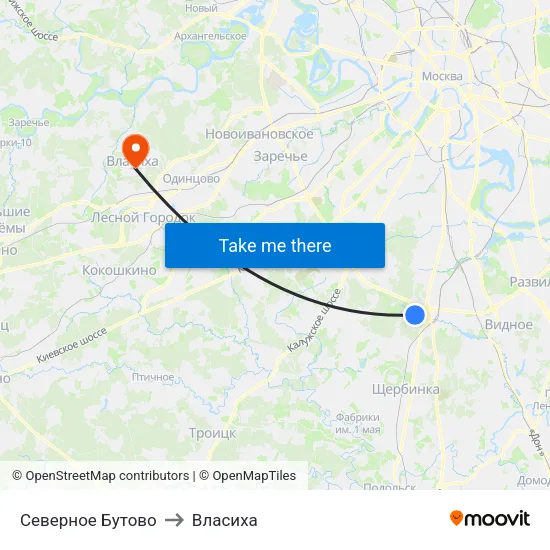 Северное Бутово to Власиха map