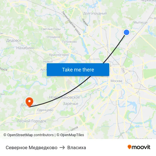 Северное Медведково to Власиха map