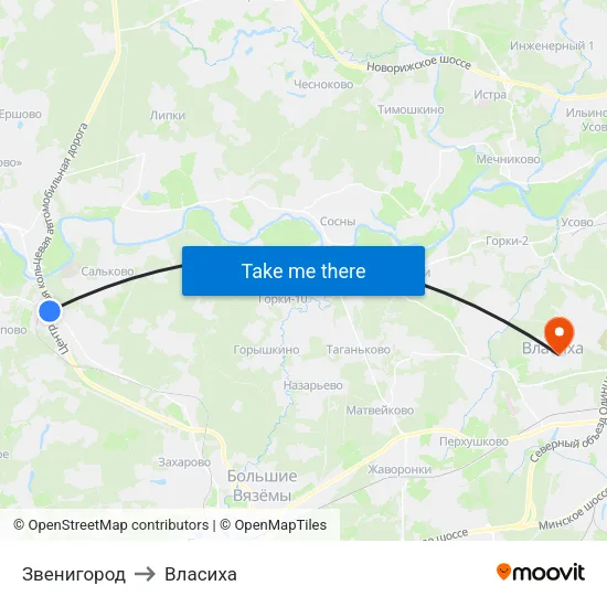 Звенигород to Власиха map