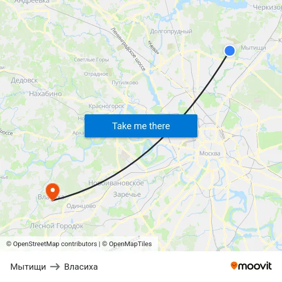Мытищи to Власиха map