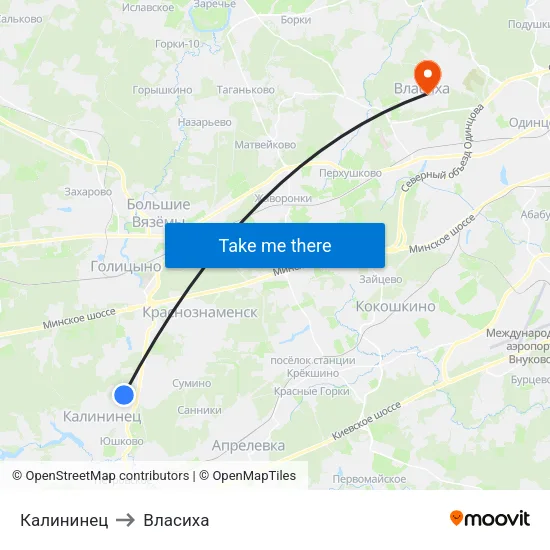 Калининец to Власиха map