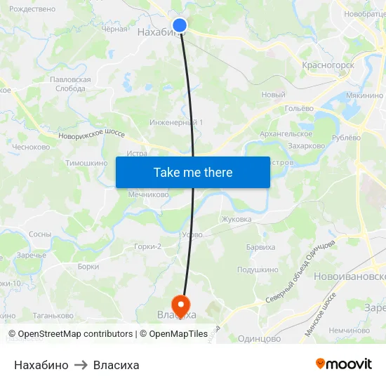 Нахабино to Власиха map