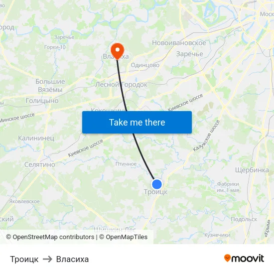 Троицк to Власиха map