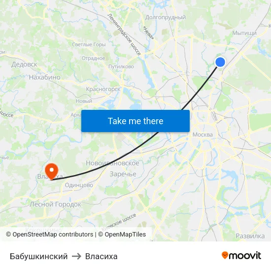 Бабушкинский to Власиха map