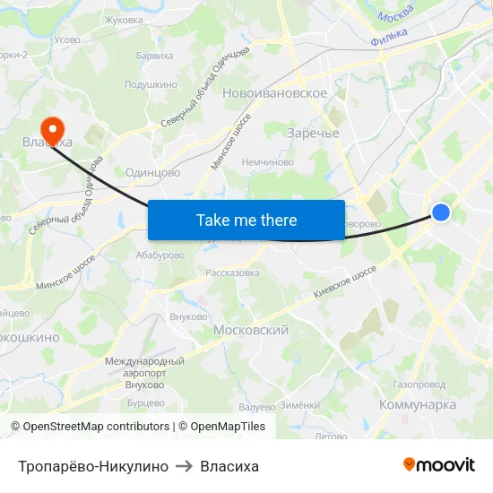 Тропарёво-Никулино to Власиха map