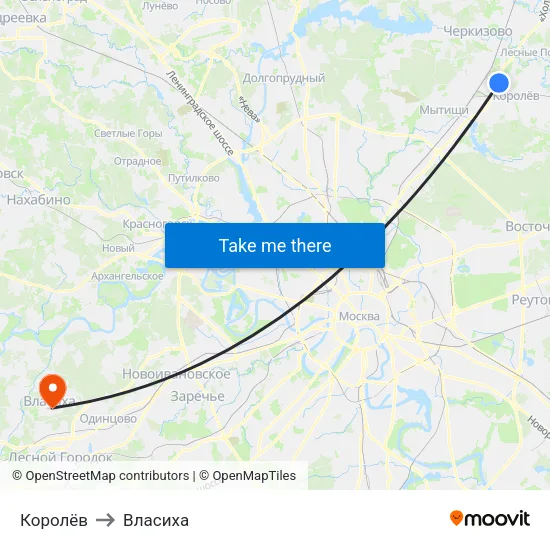 Королёв to Власиха map