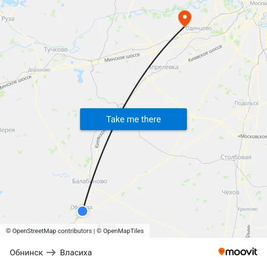 Обнинск to Власиха map