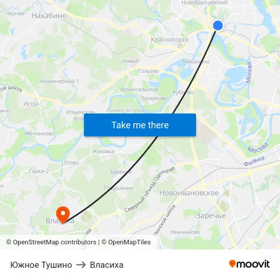 Южное Тушино to Власиха map