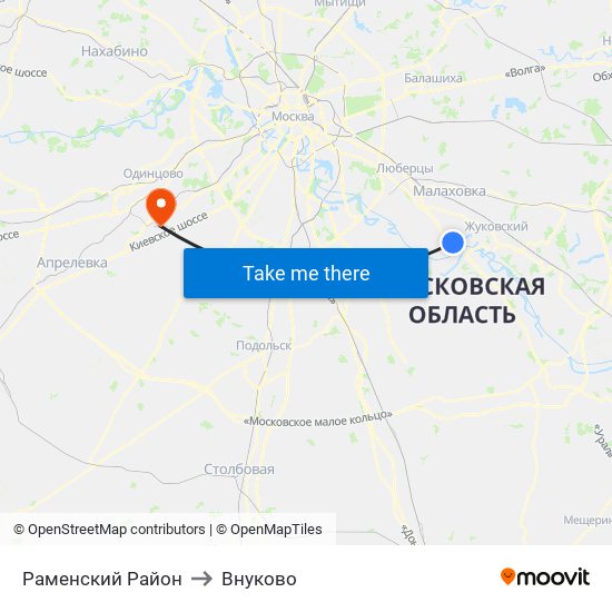 Раменский Район to Внуково map