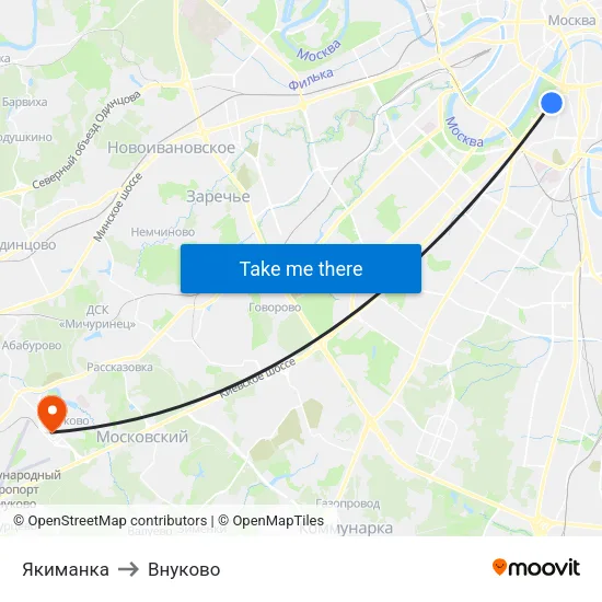 Якиманка to Внуково map