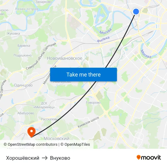 Хорошёвский to Внуково map