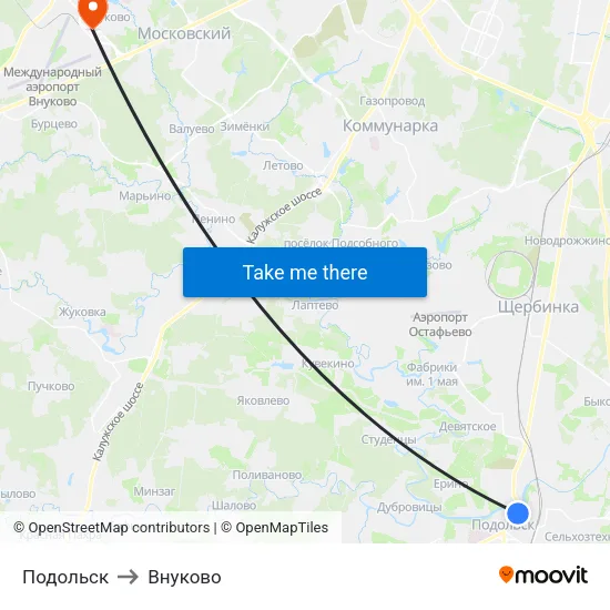 Подольск to Внуково map