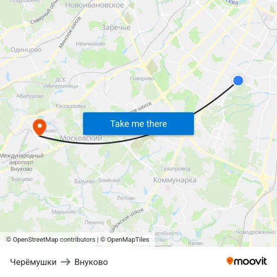 Черёмушки to Внуково map