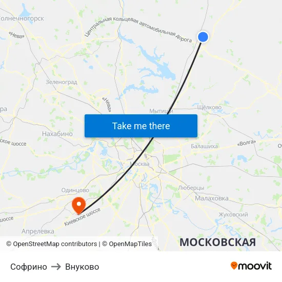 Софрино to Внуково map