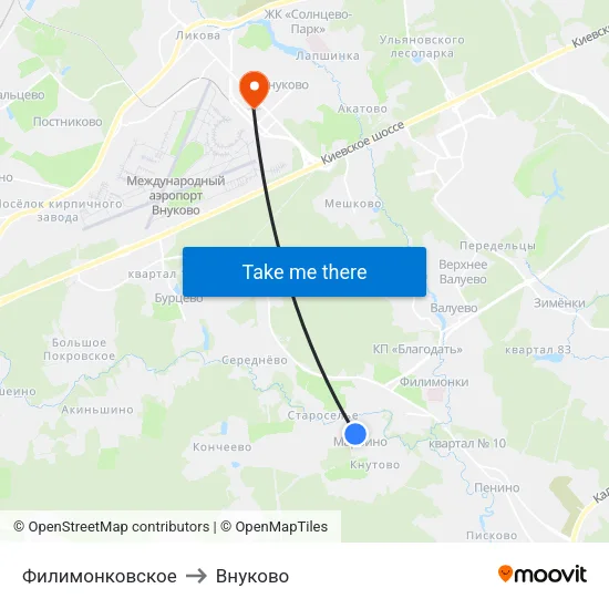 Филимонковское to Внуково map