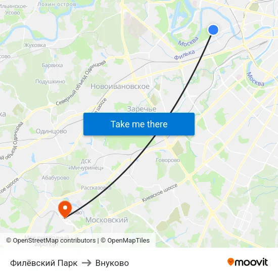 Филёвский Парк to Внуково map
