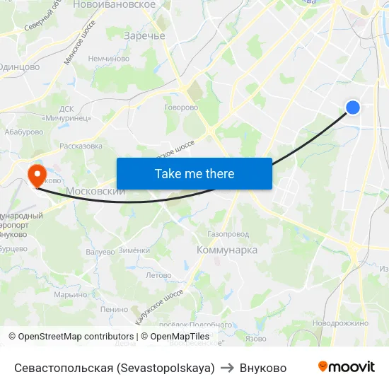 Севастопольская (Sevastopolskaya) to Внуково map