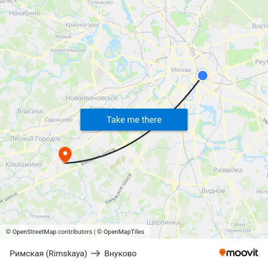 Римская (Rimskaya) to Внуково map