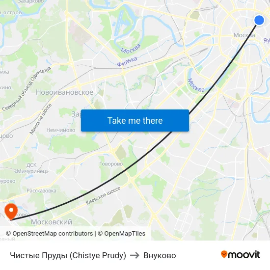 Чистые Пруды (Chistye Prudy) to Внуково map