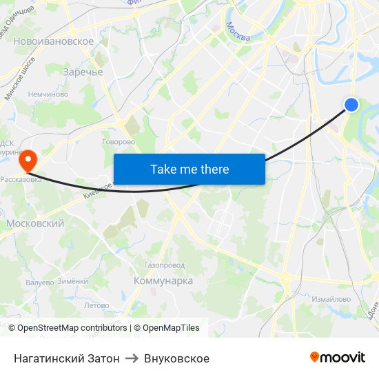 Нагатинский Затон to Внуковское map