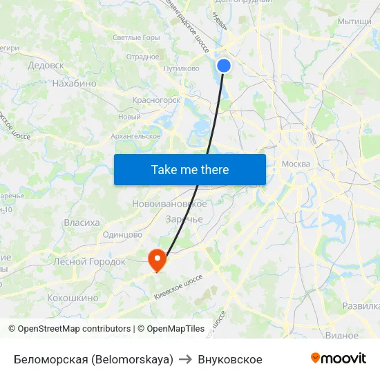 Беломорская (Belomorskaya) to Внуковское map