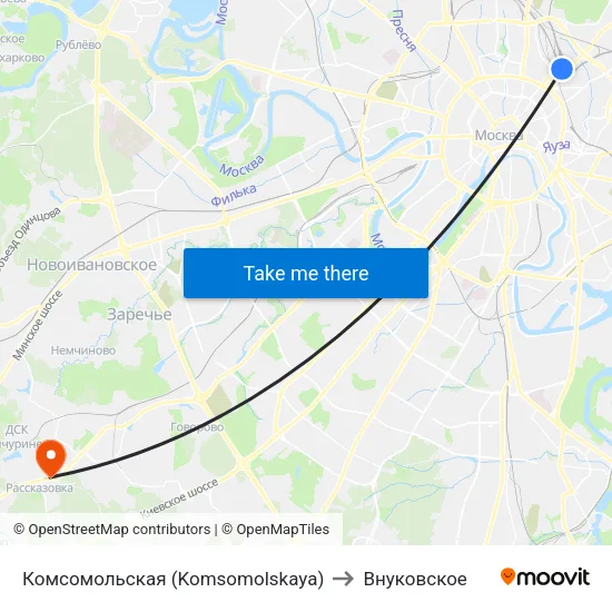 Комсомольская (Komsomolskaya) to Внуковское map