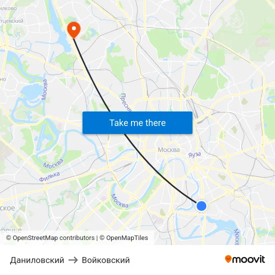 Даниловский to Войковский map