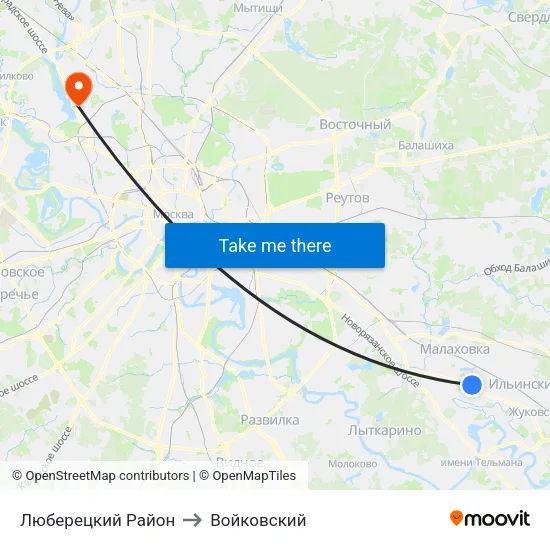 Люберецкий Район to Войковский map