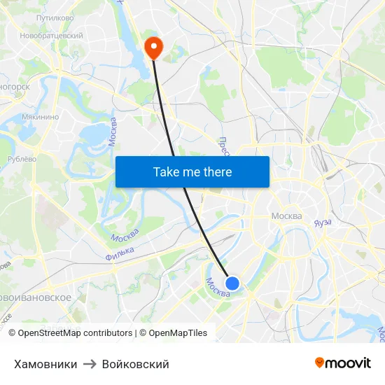 Хамовники to Войковский map