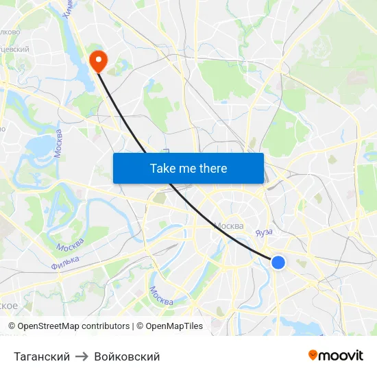 Таганский to Войковский map