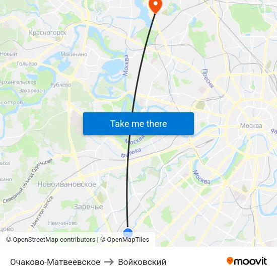 Очаково-Матвеевское to Войковский map