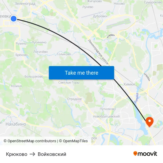 Крюково to Войковский map