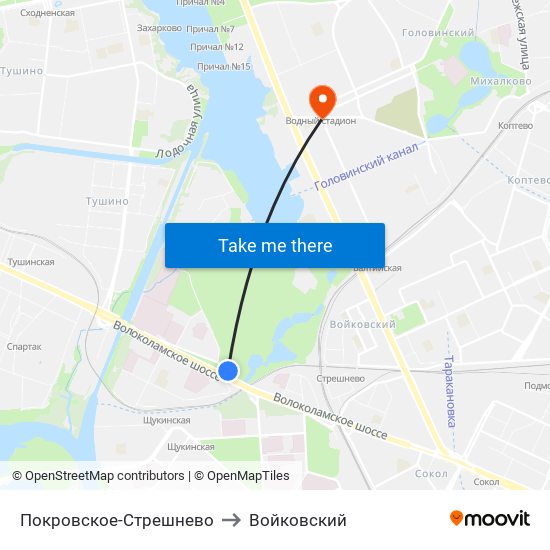 Покровское-Стрешнево to Войковский map