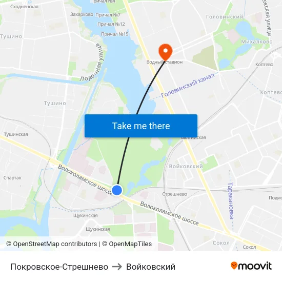 Покровское-Стрешнево to Войковский map