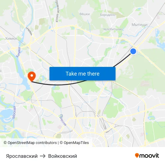Ярославский to Войковский map