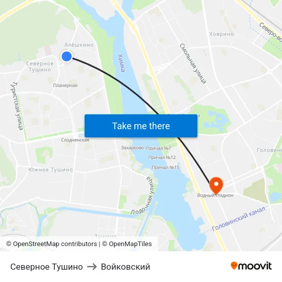 Северное Тушино to Войковский map