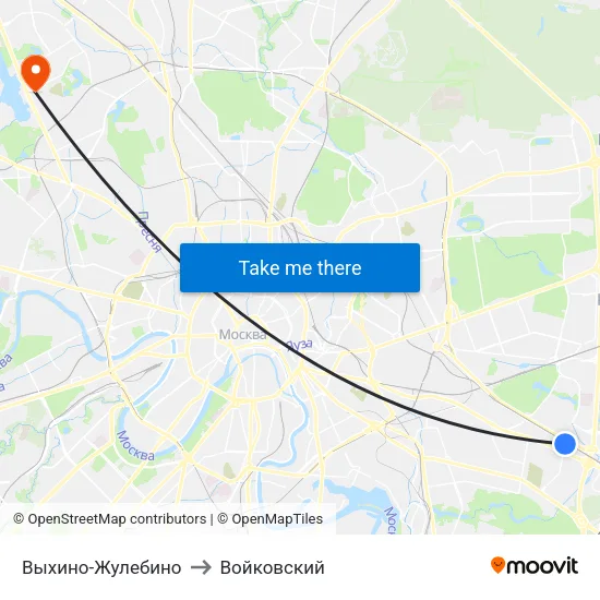 Выхино-Жулебино to Войковский map