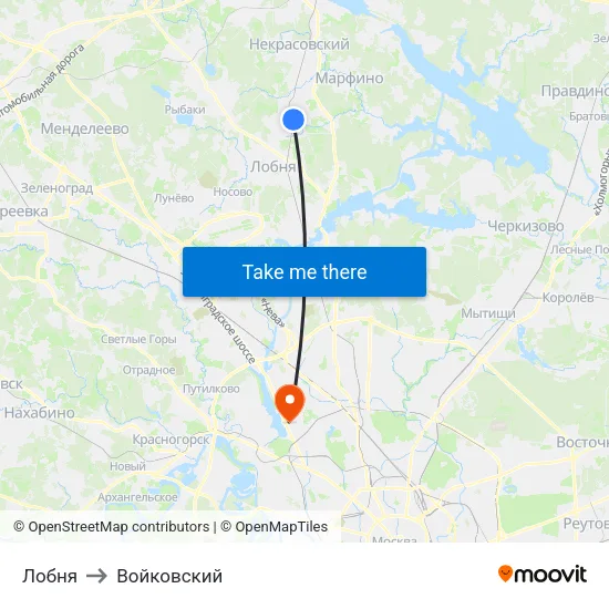 Лобня to Войковский map