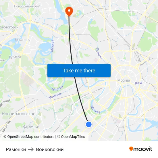 Раменки to Войковский map