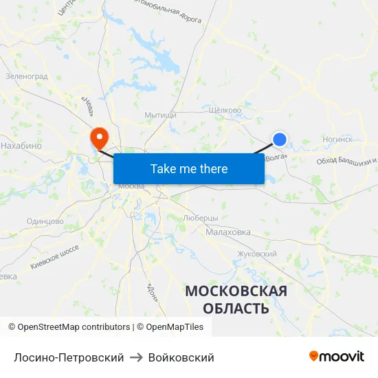 Лосино-Петровский to Войковский map