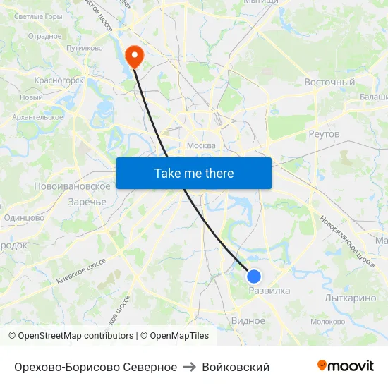 Орехово-Борисово Северное to Войковский map