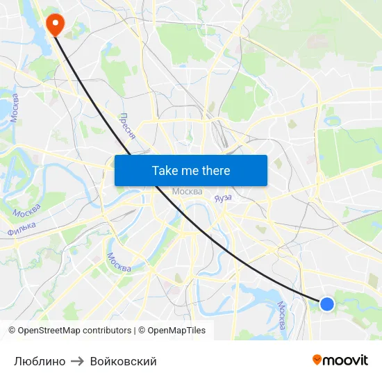Люблино to Войковский map