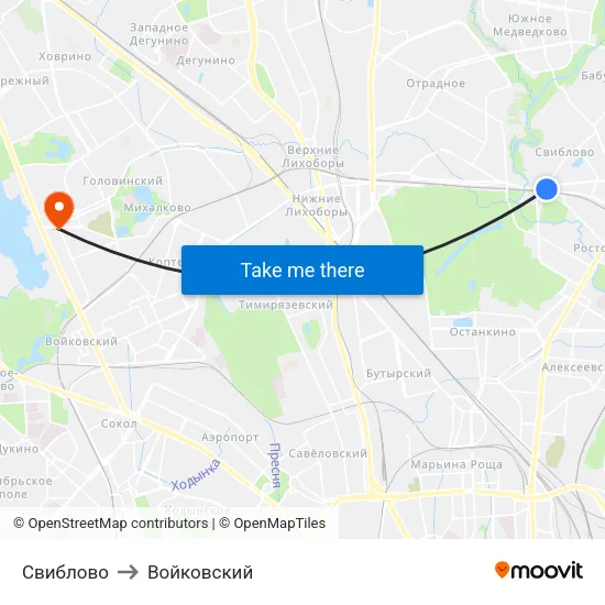 Свиблово to Войковский map