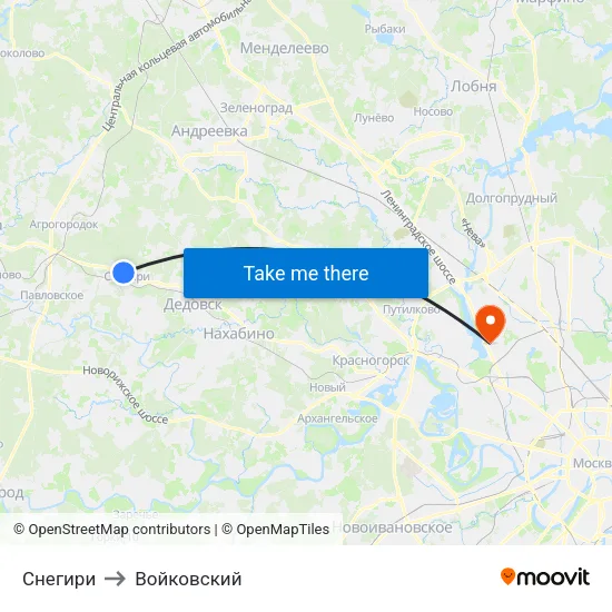 Снегири to Войковский map